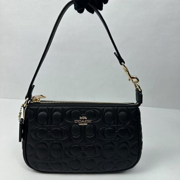 Coach Wristlet Nolita 19 In Signature Leather Embossed C In Black CZ456 NWT - Picture 1 of 9